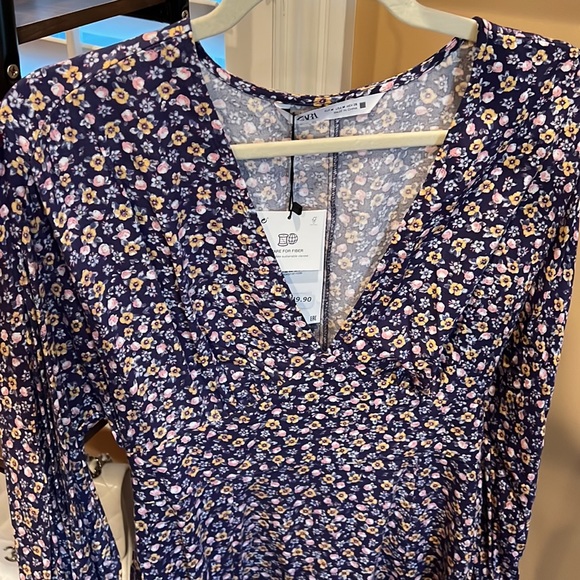 ZARA NWT Purple Floral Dress - Picture 3 of 7